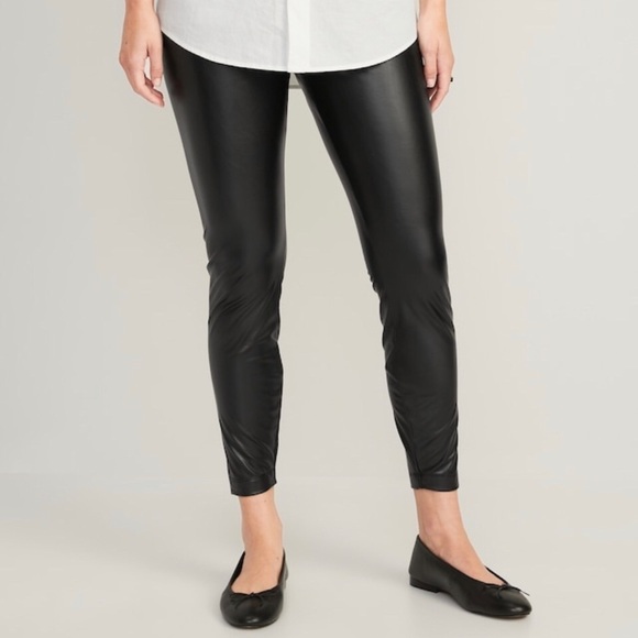 NWOT! High-Rise Black Faux Leather Leggings for Women 💛 - Picture 3 of 11